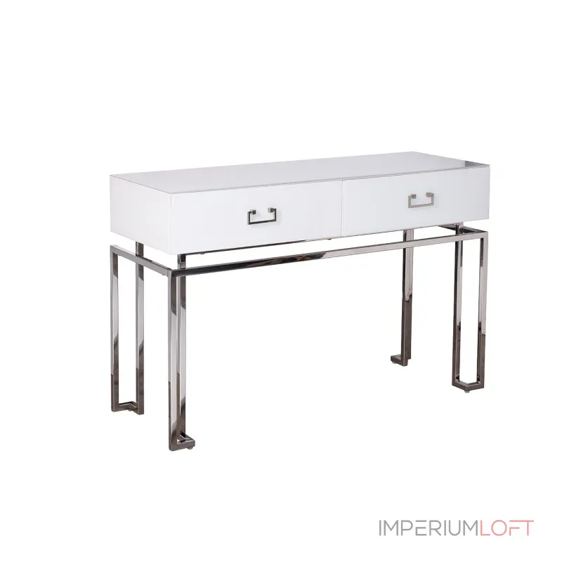 Консоль с ящиками белая/хром
