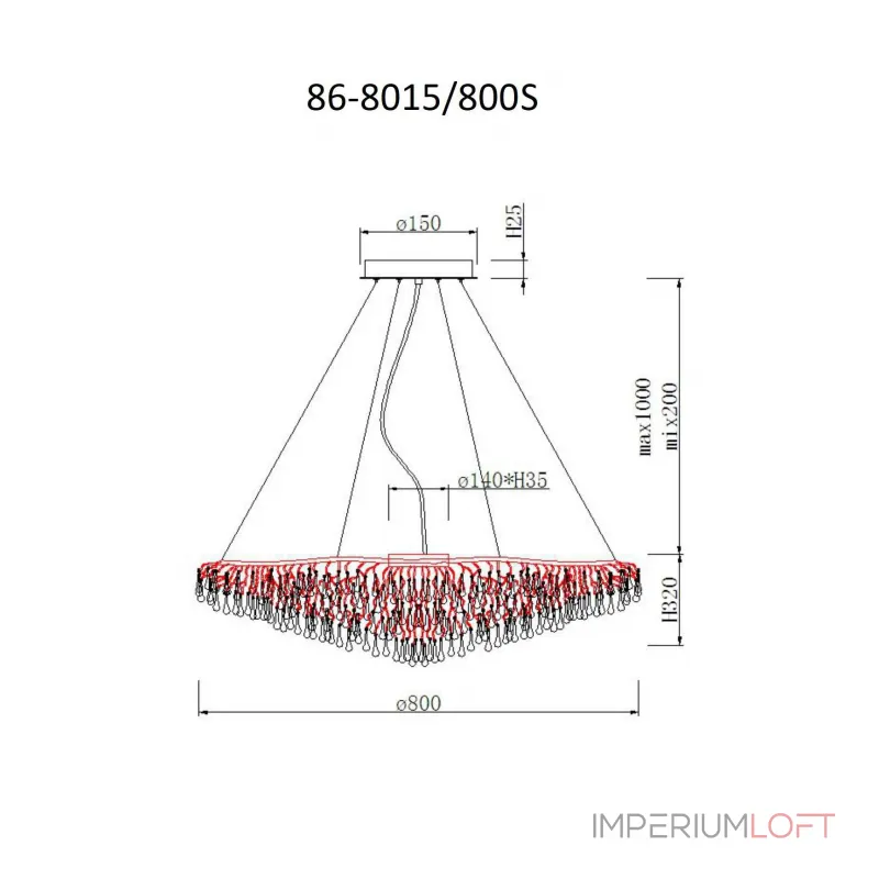 86-8015/800S Люстра d.80*h.32см, хром от ImperiumLoft