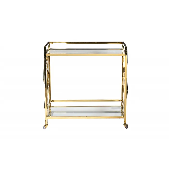 GY-CRT8164GOLD Стол-тележка сервировочн ст.прозр/золото 80*40*83 от ImperiumLoft