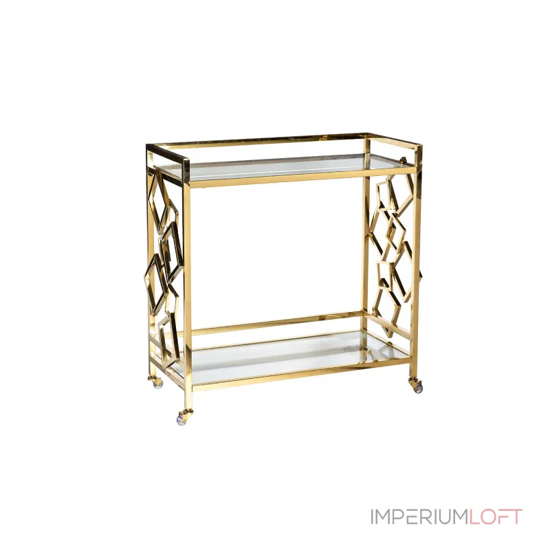 GY-CRT8164GOLD Стол-тележка сервировочн ст.прозр/золото 80*40*83