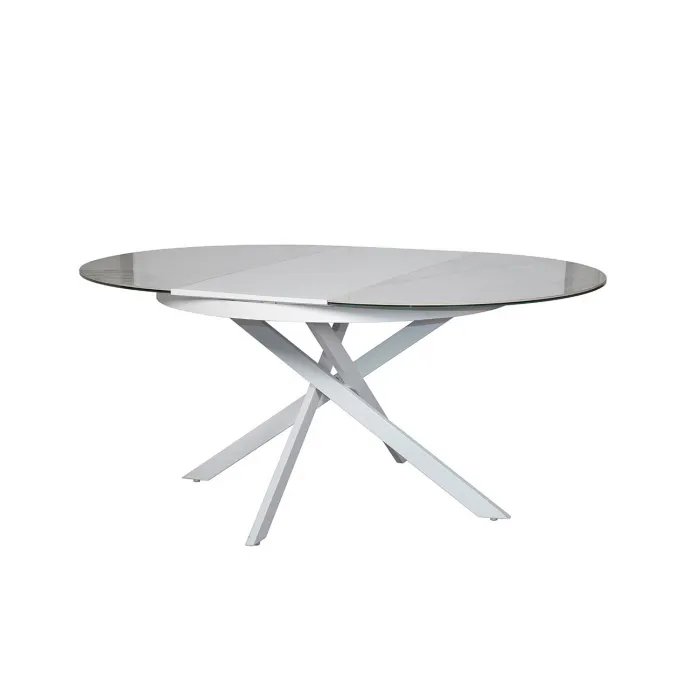 83MC-1907DT WH Стол обед.круг раскл.керам.бел. 170(120)*120*76см от ImperiumLoft