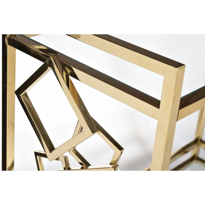 GY-CRT8164GOLD Стол-тележка сервировочн ст.прозр/золото 80*40*83 от ImperiumLoft
