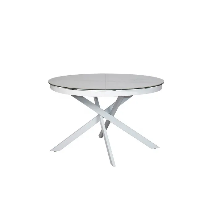 83MC-1907DT WH Стол обед.круг раскл.керам.бел. 170(120)*120*76см от ImperiumLoft