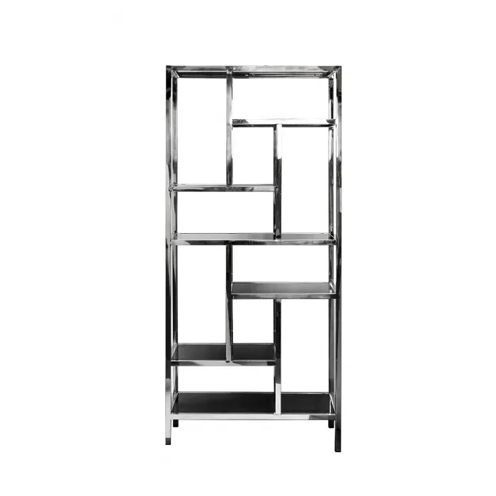 46AS-SH1076-SILVER Стеллаж серебристый/темн.ст. 80*35*180см от ImperiumLoft