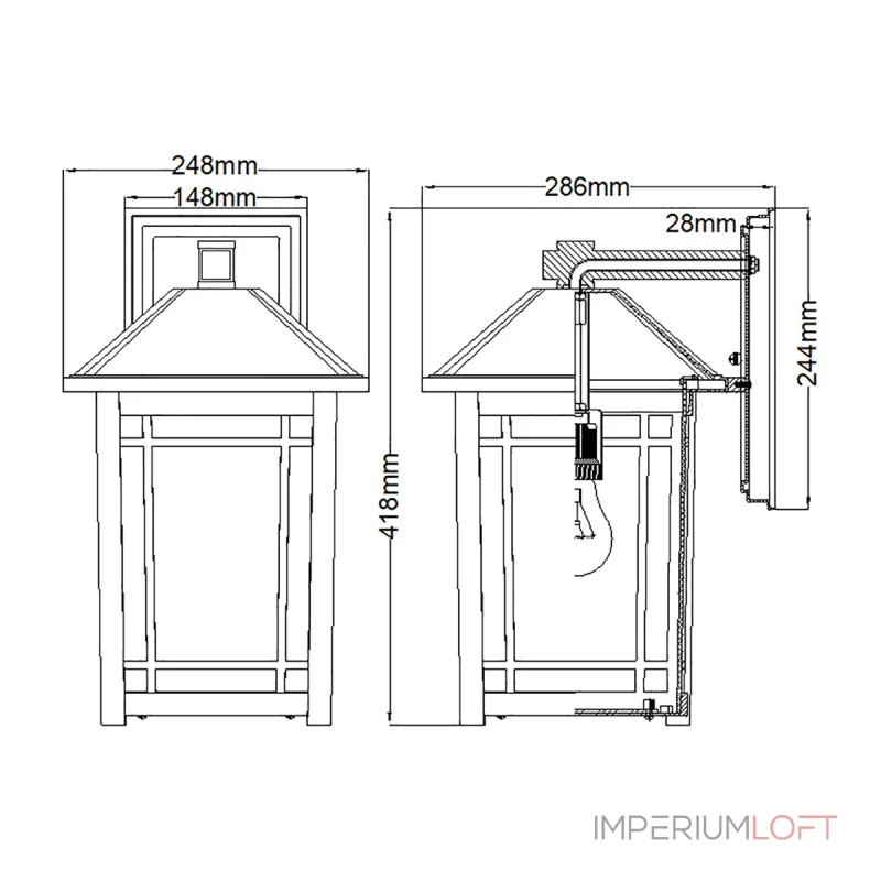Настенный фонарь Quoizel Cedar point QZ-CEDAR-POINT-L-BK
