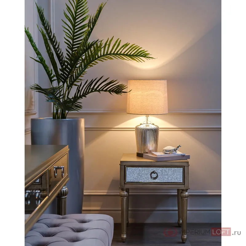 Лампа настольная серебристая (кремовый абажур) 22-88237 от ImperiumLoft