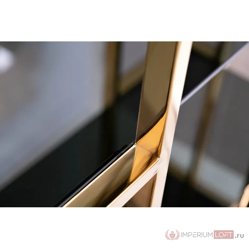 Стеллаж с черным стеклом (золотой) 46AS-SH1537-GOLD от ImperiumLoft