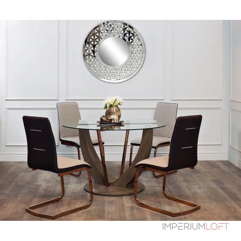 Стол обеденный со стеклом круглый 30F-908 от ImperiumLoft
