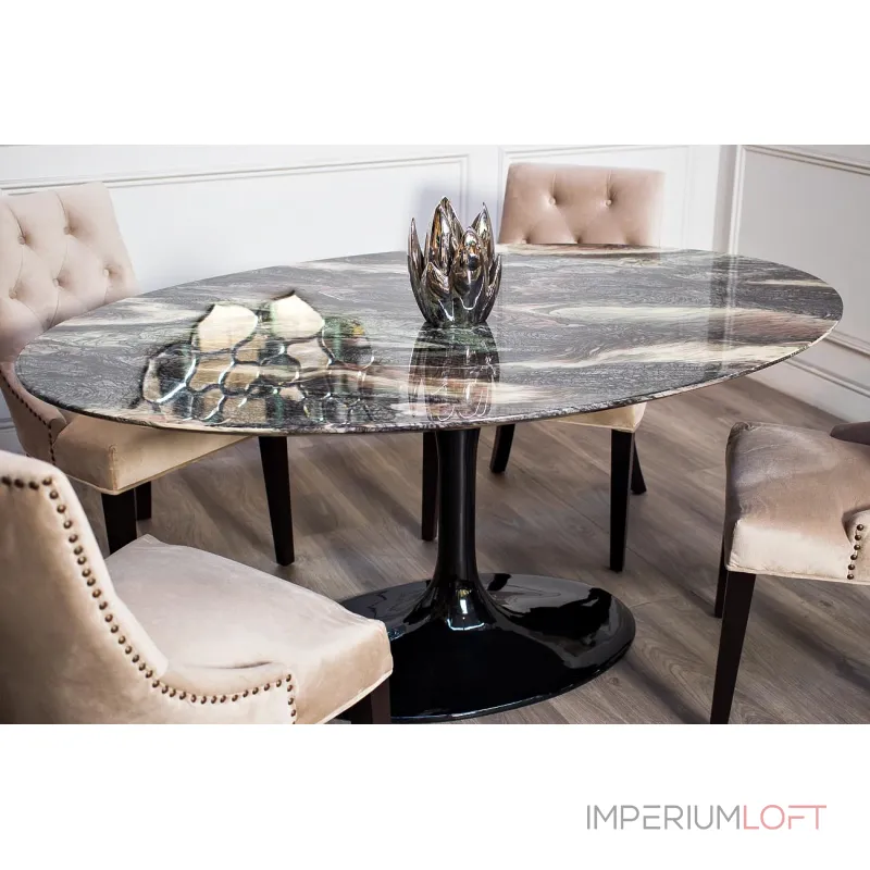 Стол обеденный овальный черный 33FS-DT3056-BL от ImperiumLoft