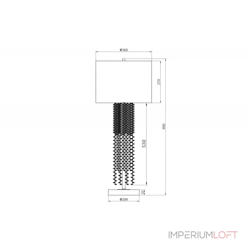 Лампа настольная с кристаллами (белый плафон) K2KR0700T-1