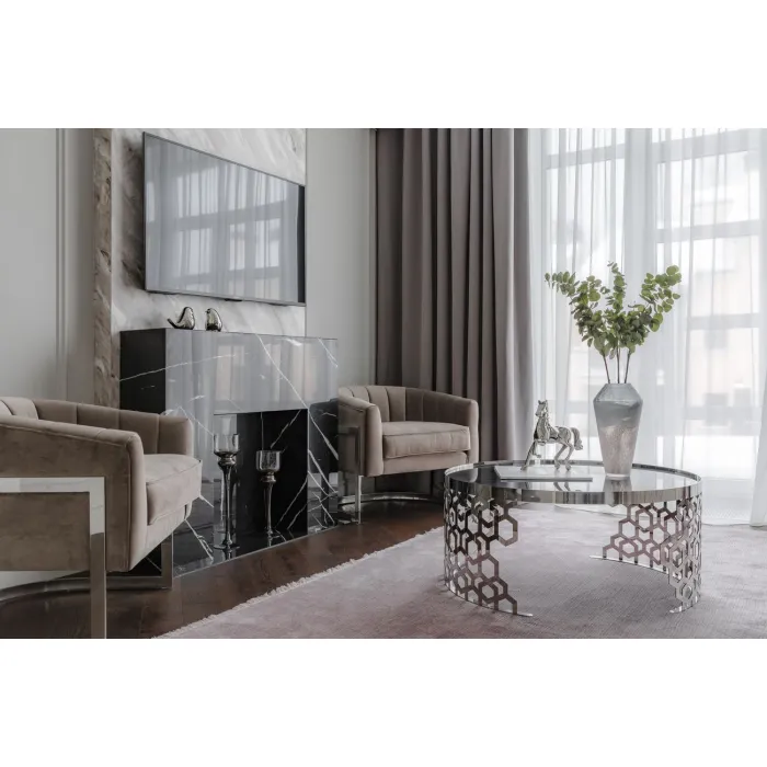 Стол журнальный круглый серебряный 13RXCT8012-SILVER от ImperiumLOFT от ImperiumLoft