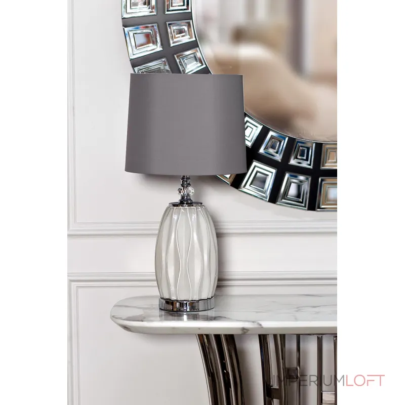Лампа настольная из белого стекла (серый абажур) 22-87755 от ImperiumLoft Лампа настольная из белого стекла (серый абажур) 22-87755 от ImperiumLoft
