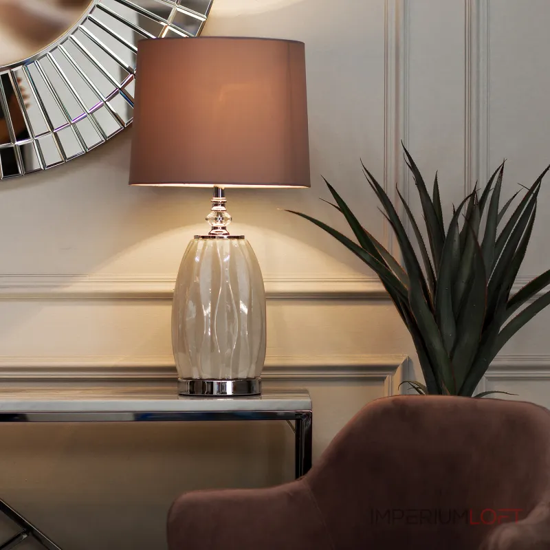 Лампа настольная из белого стекла (серый абажур) 22-87755 от ImperiumLoft Лампа настольная из белого стекла (серый абажур) 22-87755 от ImperiumLoft