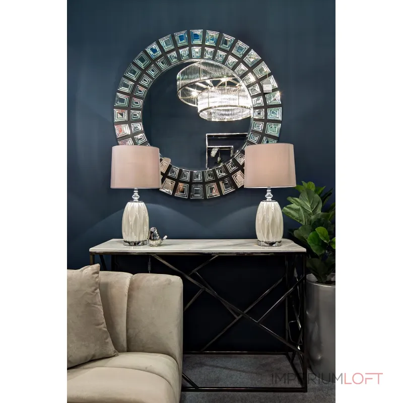 Лампа настольная из белого стекла (серый абажур) 22-87755 от ImperiumLoft Лампа настольная из белого стекла (серый абажур) 22-87755 от ImperiumLoft