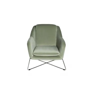 Кресло на металлическом каркасе велюровое светло-оливковое 46AS-AR2976-OLV от ImperiumLoft