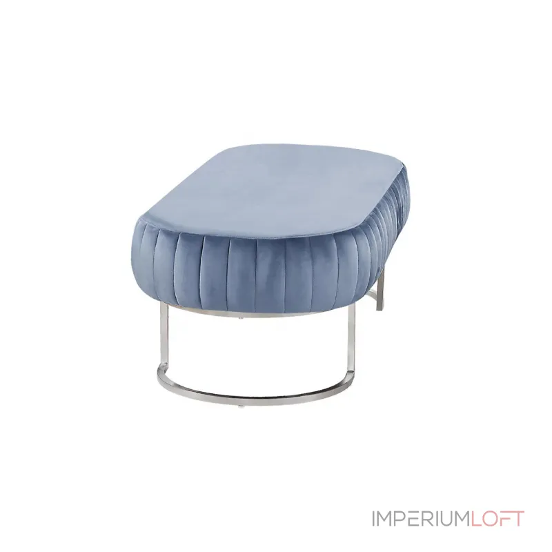 Банкетка велюровая серо-голубая на металлическом каркасе (хром) N-BH2009 GR SL от ImperiumLoft Банкетка велюровая серо-голубая на металлическом каркасе (хром) N-BH2009 GR SL от ImperiumLoft