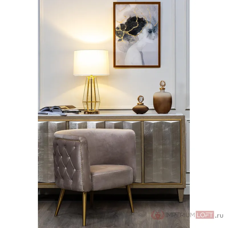Лампа настольная металлическая золотая (белый абажур) 22-88243 от ImperiumLoft