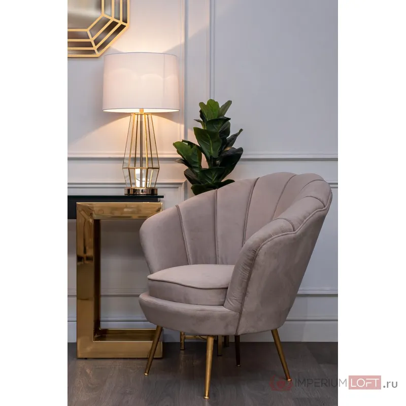 Лампа настольная металлическая золотая (белый абажур) 22-88243 от ImperiumLoft