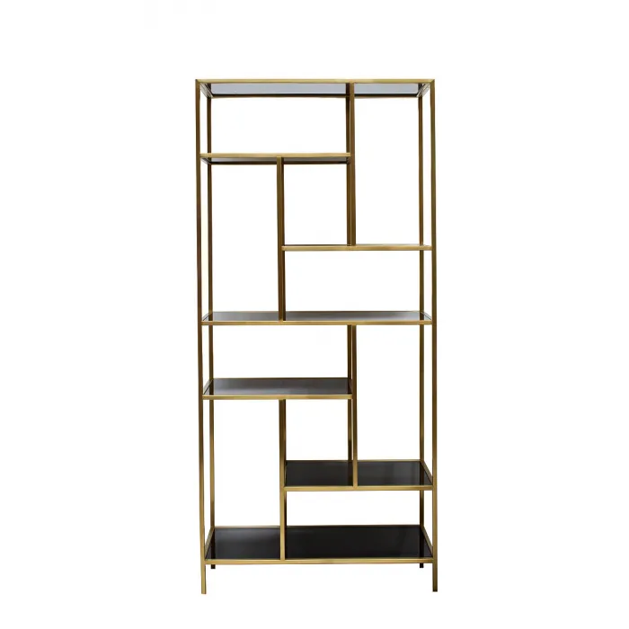 Стеллаж с черным стеклом (золотой) 46AS-SH1452-GOLD от ImperiumLoft