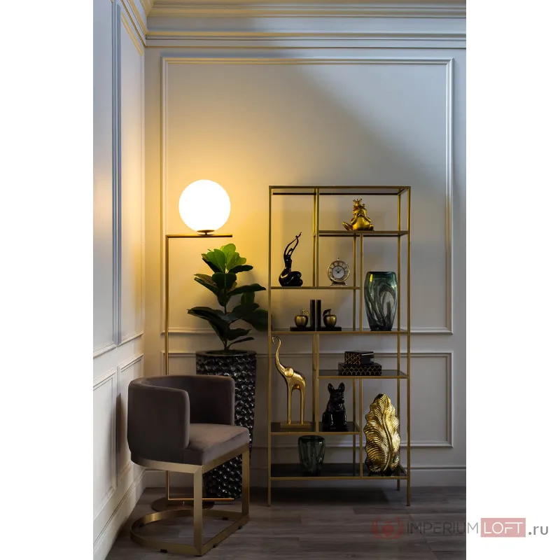 Стеллаж с черным стеклом (золотой) 46AS-SH1452-GOLD от ImperiumLoft
