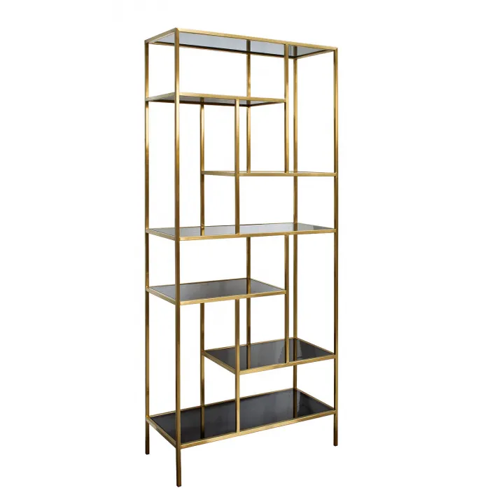 Стеллаж с черным стеклом (золотой) 46AS-SH1452-GOLD от ImperiumLoft