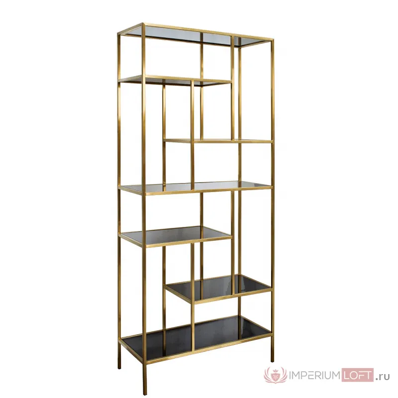 Стеллаж с черным стеклом (золотой) 46AS-SH1452-GOLD от ImperiumLoft