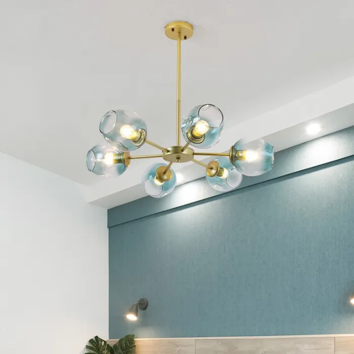 Люстра на штанге MARINE B 12 lamps Gold/Blue от ImperiumLoft