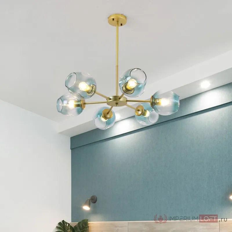 Люстра на штанге MARINE B 8 Gold/Blue от ImperiumLoft
