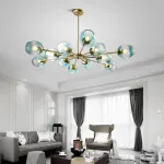 Люстра на штанге MARINE B 12 lamps Gold/Blue от ImperiumLoft
