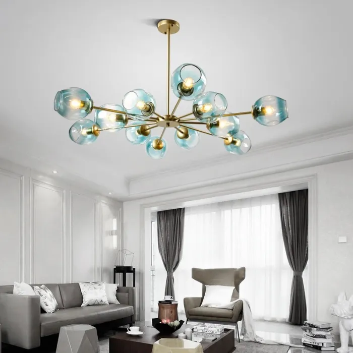 Люстра на штанге MARINE B 12 lamps Gold/Blue от ImperiumLoft