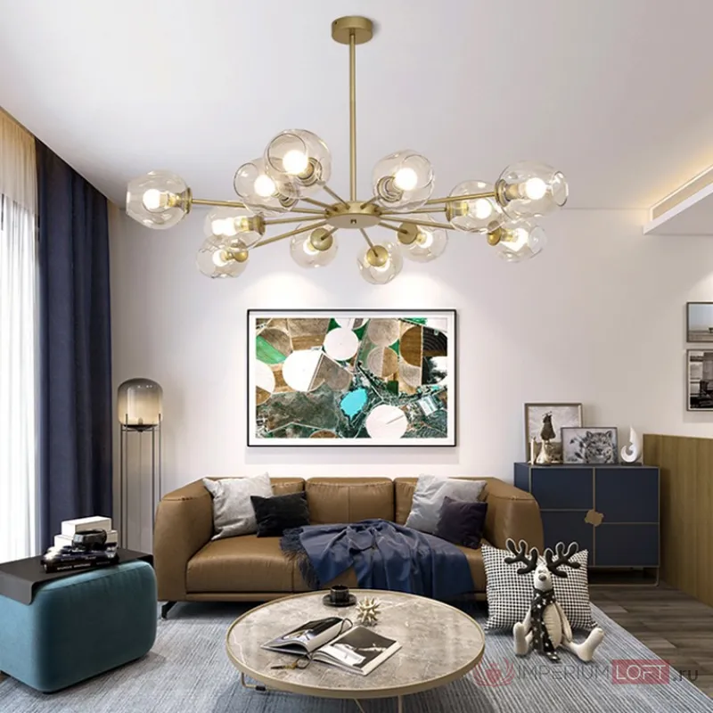 Люстра на штанге MARINE B 8 Gold/Blue от ImperiumLoft