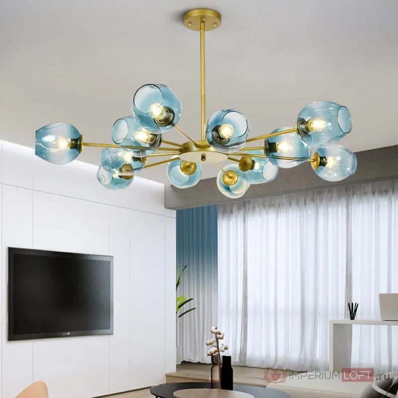 Люстра на штанге MARINE B 8 Gold/Blue от ImperiumLoft