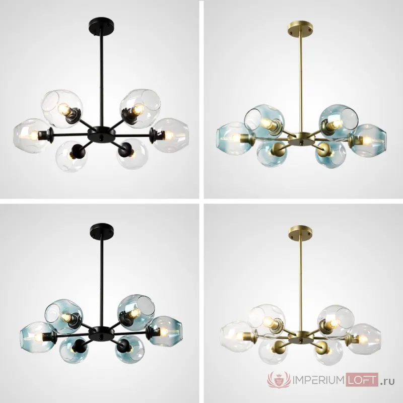 Люстра на штанге MARINE B 8 Black/Blue от ImperiumLoft