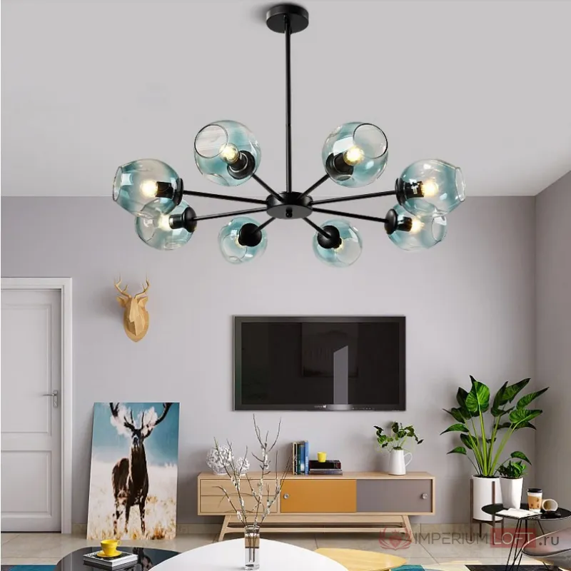 Люстра на штанге MARINE B 8 Gold/Blue от ImperiumLoft