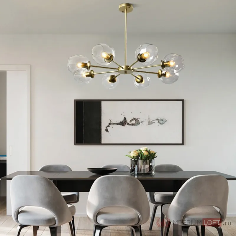Люстра на штанге MARINE B 8 Gold/Blue от ImperiumLoft