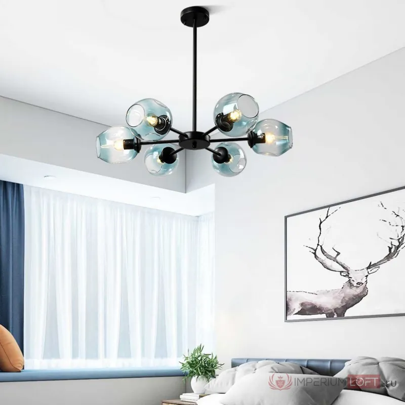 Люстра на штанге MARINE B 8 Gold/Blue от ImperiumLoft