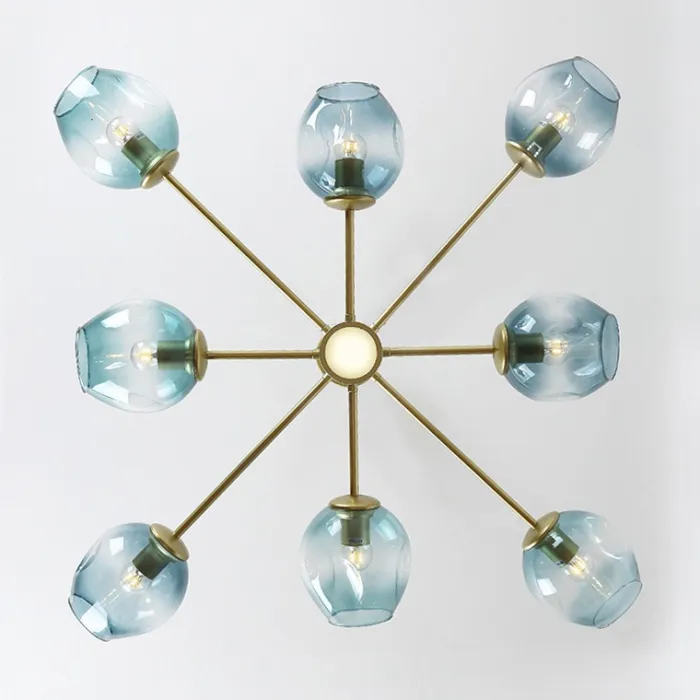 Люстра на штанге MARINE B 12 lamps Gold/Blue от ImperiumLoft