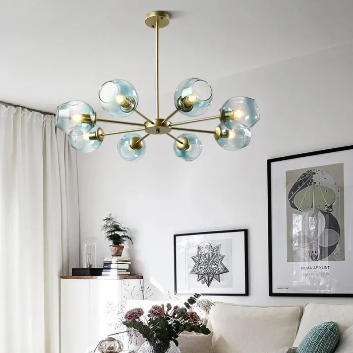 Люстра на штанге MARINE B 12 lamps Gold/Blue от ImperiumLoft