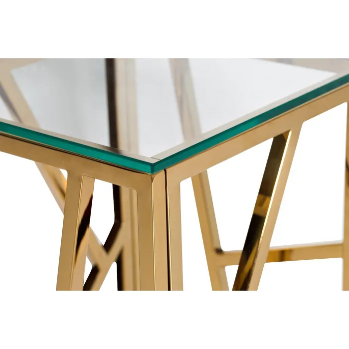 Столик журнальный высокий со стеклом 47ED-FS015GOLD от ImperiumLoft