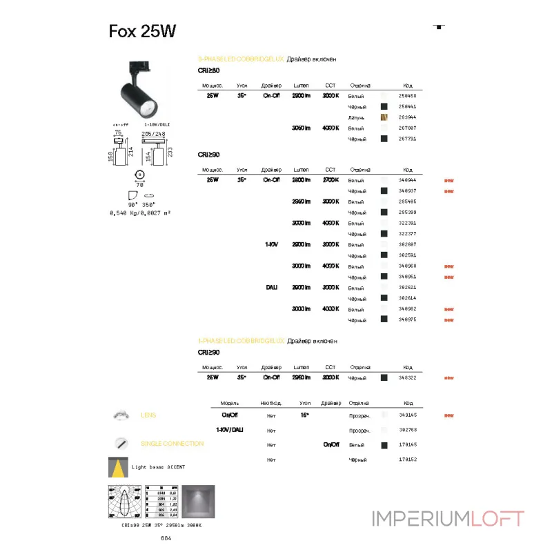 Трековый светильник Ideal Lux FOX 348322