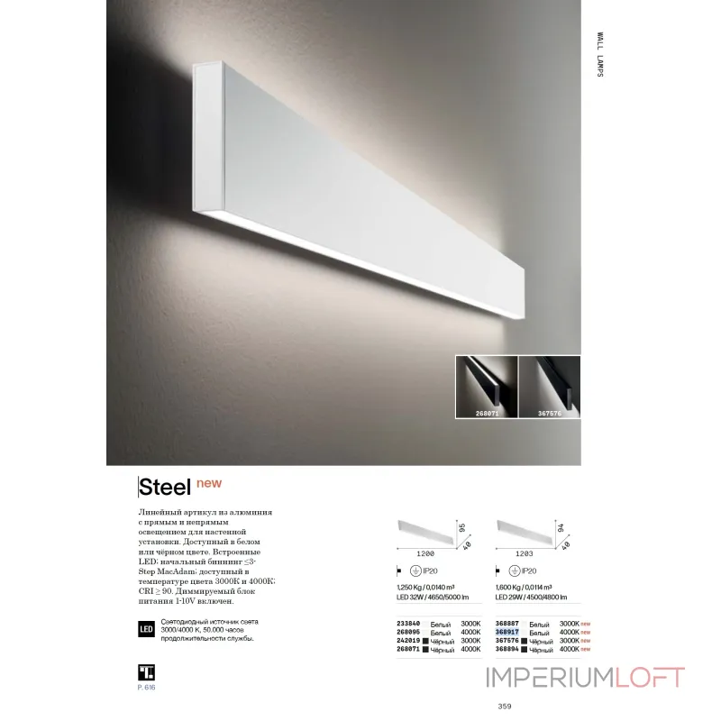 Настенный светильник Ideal Lux STEEL 368887