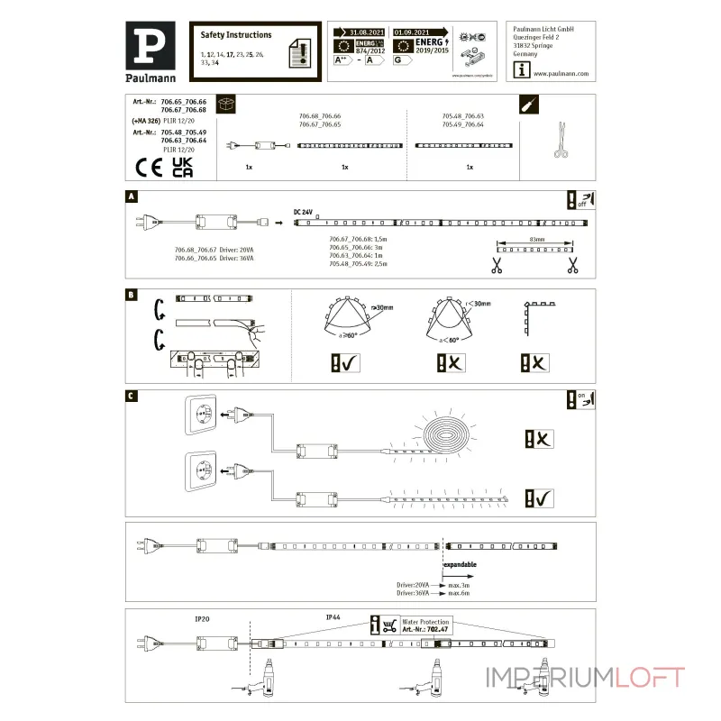 Светодиодная лента 500 6500К 3м Paulmann MaxLED 70665.