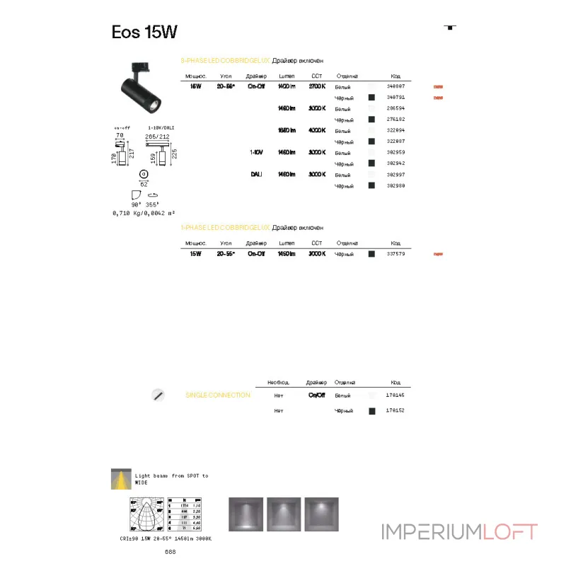 Трековый светильник Ideal Lux EOS 337579 Трековый светильник Ideal Lux EOS 337579
