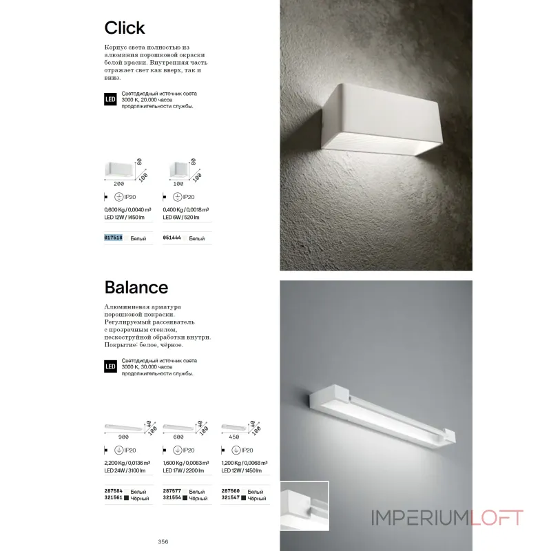 Настенный светильник Ideal Lux BALANCE 321554