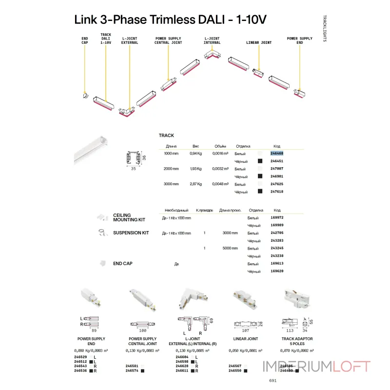 Шинопровод трёхфазный 1м Ideal Lux LINK 246451 Шинопровод трёхфазный 1м Ideal Lux LINK 246451