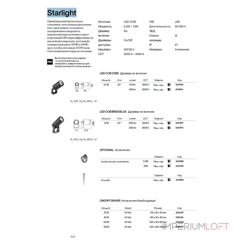 Садовый прожектор Ideal Lux STARLIGHT 248387 Садовый прожектор Ideal Lux STARLIGHT 248387