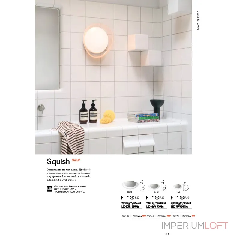 Потолочный светильник Ideal Lux SQUISH 332413