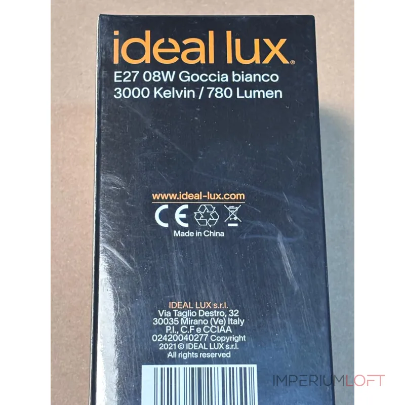 Филаментная лампа А60 Груша 8Вт 780Лм 3000К CRI90 Е27 230В Ideal Lux Goccia 289250 Филаментная лампа А60 Груша 8Вт 780Лм 3000К CRI90 Е27 230В Ideal Lux Goccia 289250