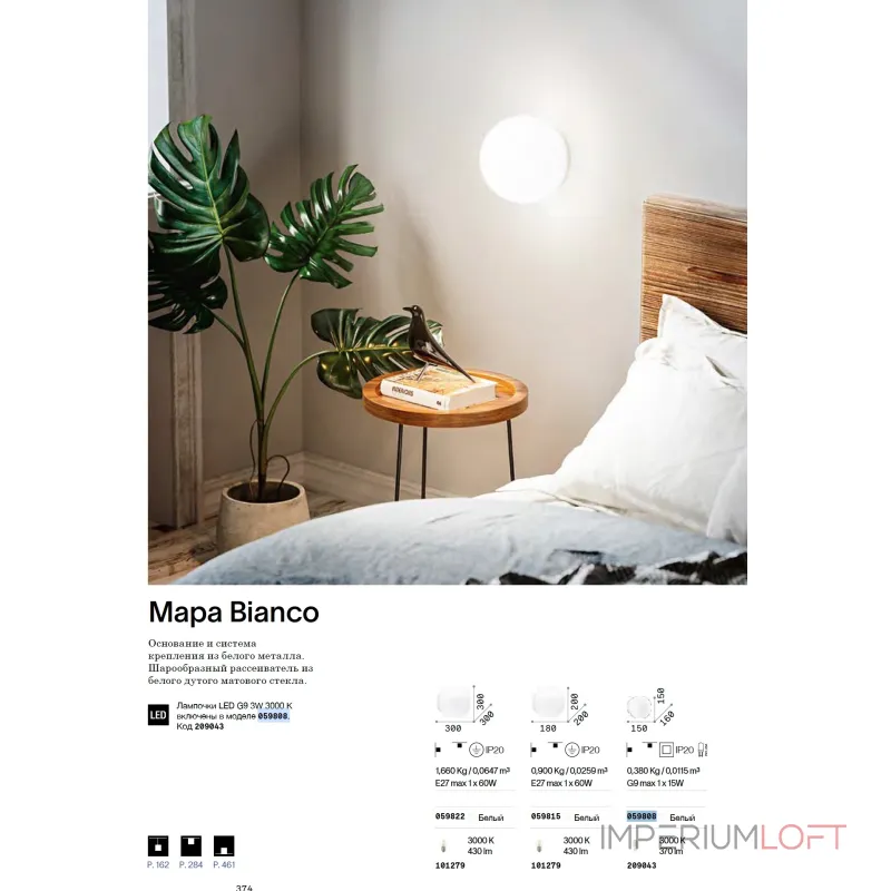 Настенный светильник Ideal Lux MAPA 310787