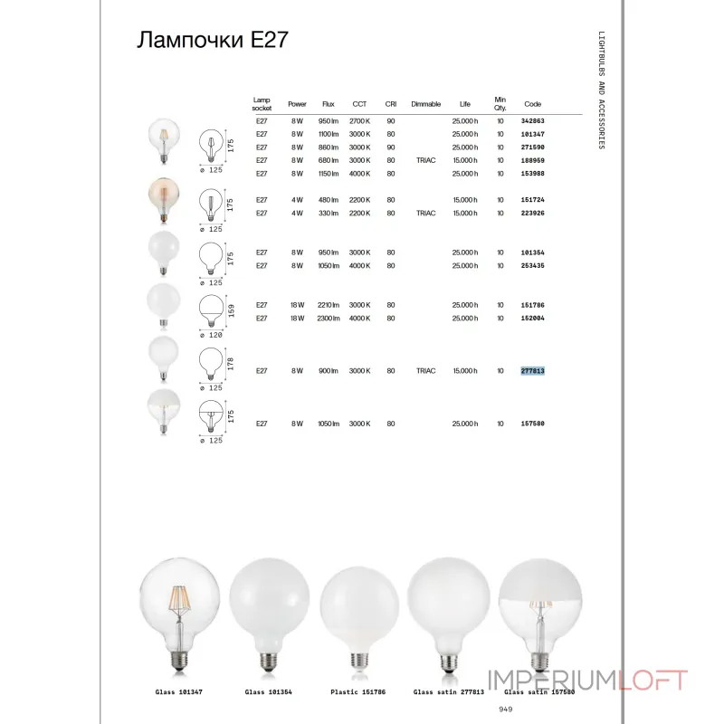Светодиодная лампа Ideal Lux LAMPADINE E27 277813
